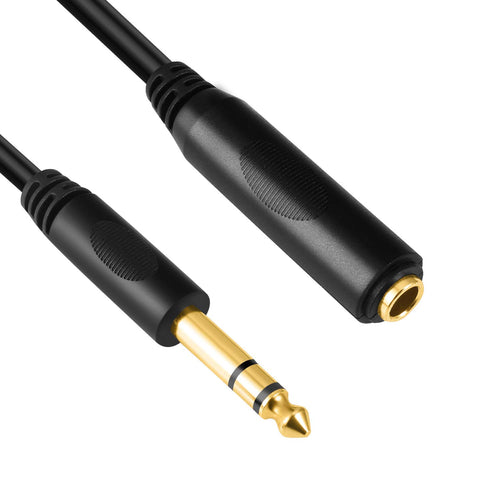 6.35Mm 1/4" Inch TRS Plug Male to 1/4 Female Headphone Guitar Extension Cable Cord, Gold Plated Audio Cable Stereo Extender, 10 Feet (3 M)