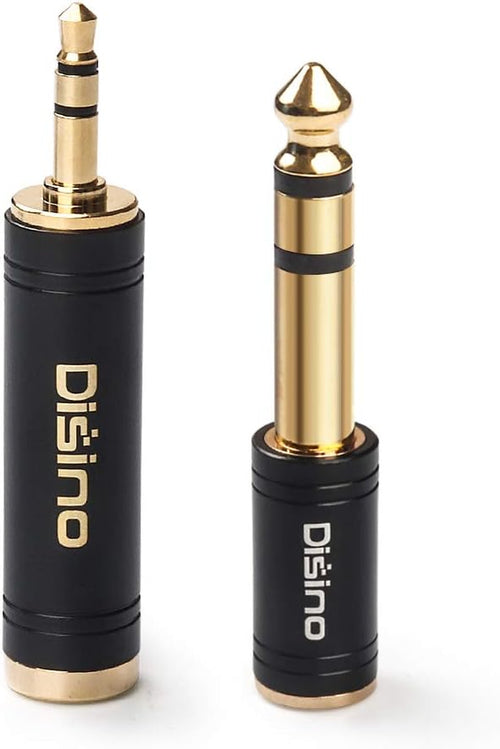 3.5Mm to 1/4 Inch Headphone Adapter, 1/4 Inch Jack Male to 1/8 Inch Female Mini Jack Stereo Adapter, Gold-Plated Pure Copper Aux Audio Interface Headphone Converter, Black - 2 Pack